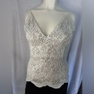 Lace Cami Top Sleeveless V Neck Lined Tank Top